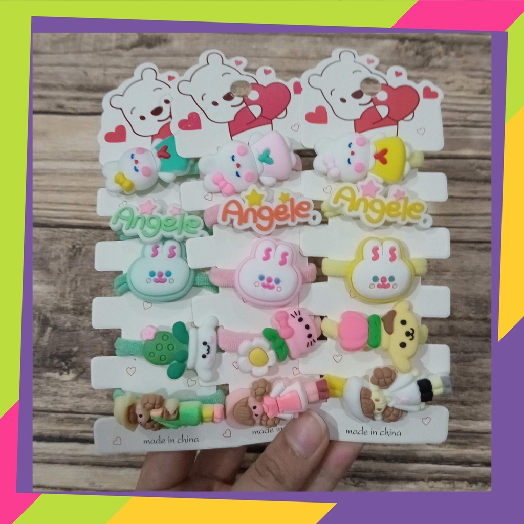 5110 / Paket usaha ikat rambut elastis sanrio / ikat rambut scrunchie korea [ isi 6pcs ]