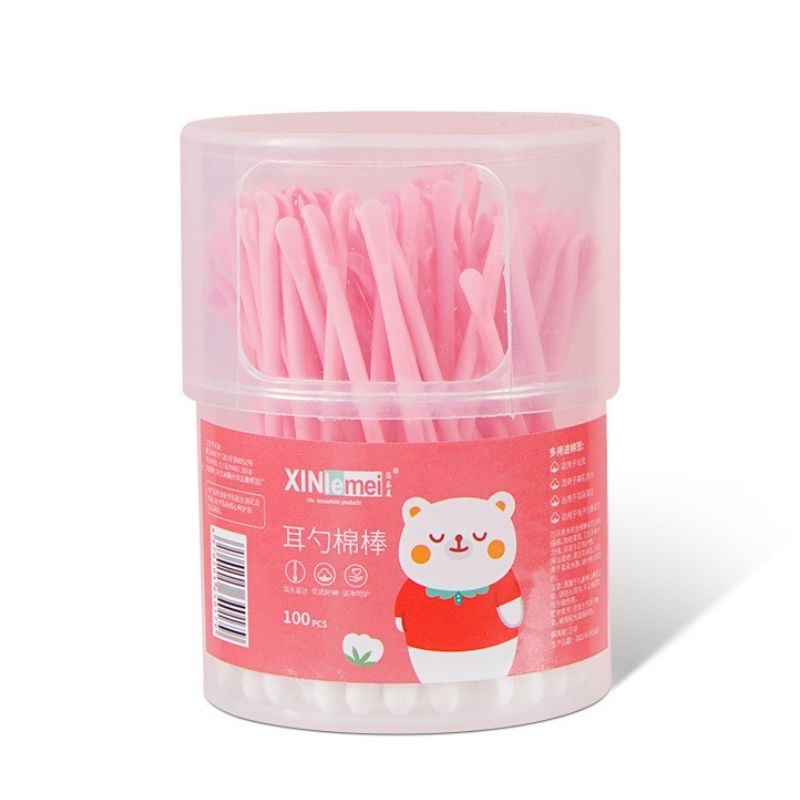 MMM Korek Kuping Super Lembut Isi 100 PCS Cotton Bud 2in1 Pembersih Telinga 2 Sisi Untuk  Dewasa Anak Murah Import