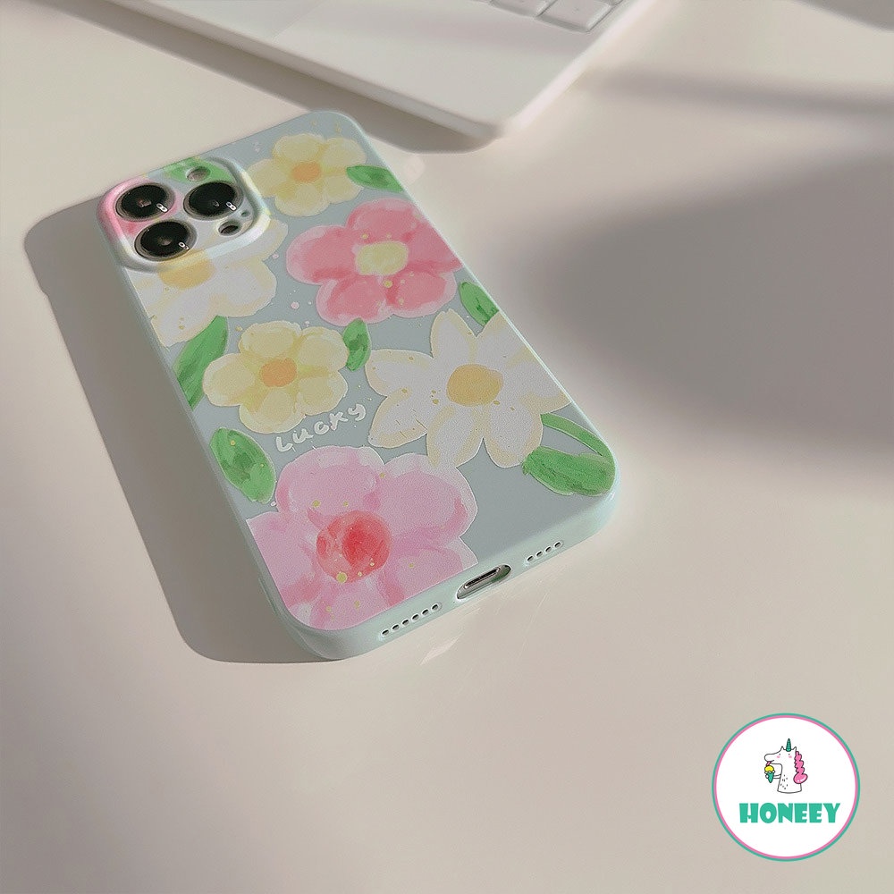 Retro Summer Pink Flowers Oil Painting Art Girls Phone Case for IPhone 14 13 12 11 Pro Max 14 Plus Case Cute Cartoon Lucky Cover