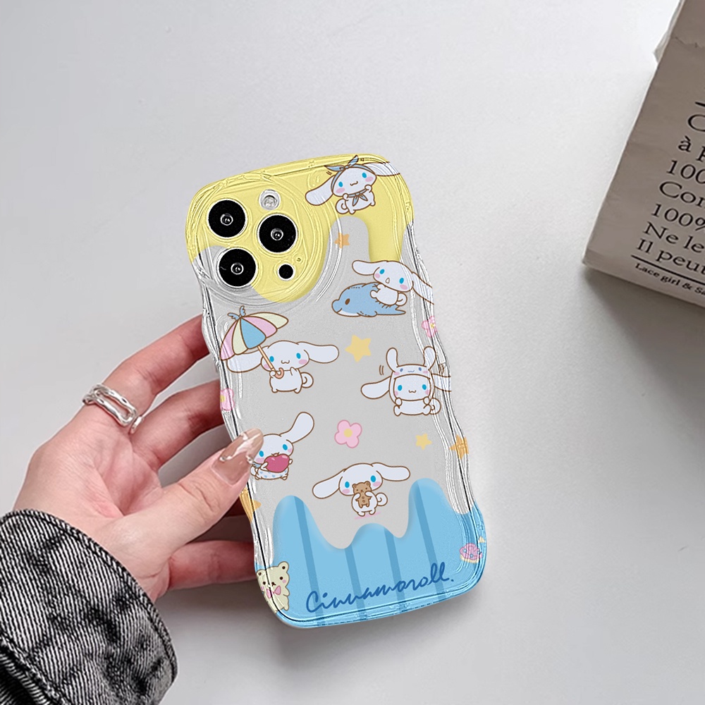 Realme C53 C55 C35 C21Y C25Y C11 2021 C30 C31 C33 C30S Realme10 C15 C25 C17 C12 C3 C2 8i 7i 5 5i 6i 7 Pro Narzo 50A Prime 20 Pro Cream Cinnamoroll Wave Edge TPU Phone Case Cover