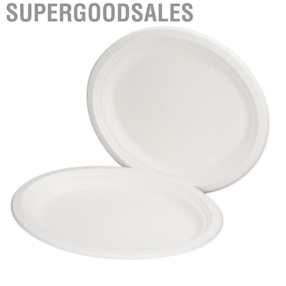 Supergoodsales 100 Pack 12.5in Disposable Oval  Dishes Bulk Round Compostable Sugarcane