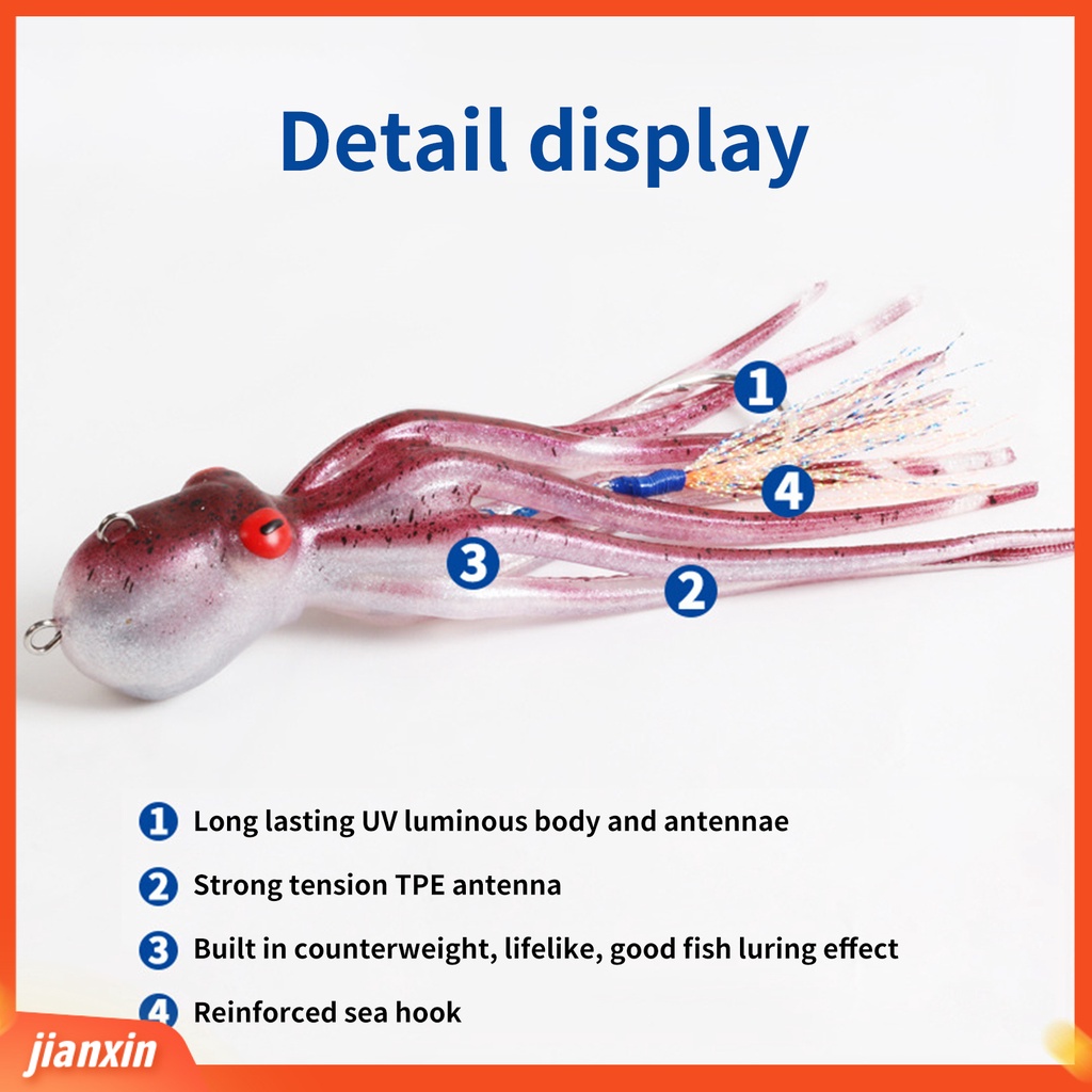 (In Stock) 110g /150g /200g Umpan Gurita Lembut Luminous Realistis Ketangguhan Yang Baik Silikon Memancing Gurita Memikat Aksesori Memancing