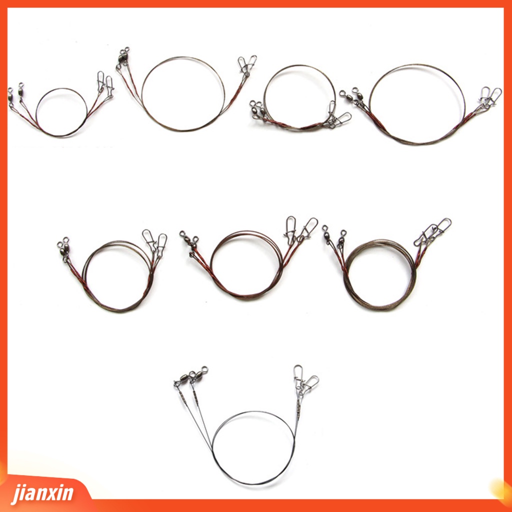 (In Stock) 2Pcs Tali Pancing Kekuatan Tinggi Tahan Aus Ketegangan Yang Kuat Dengan Pin Cincin Anti Gigit Titanium Stainless Steel Laut Pancing Perlengkapan Memancing