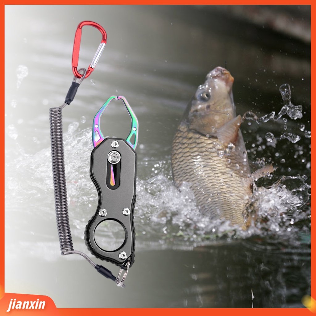 (In Stock) Enlarged Jaw Spring Design Fish Control Tang Dengan Carabiner Bibir Ikan Kecil Tang Pegangan Tangan Peralatan Angling