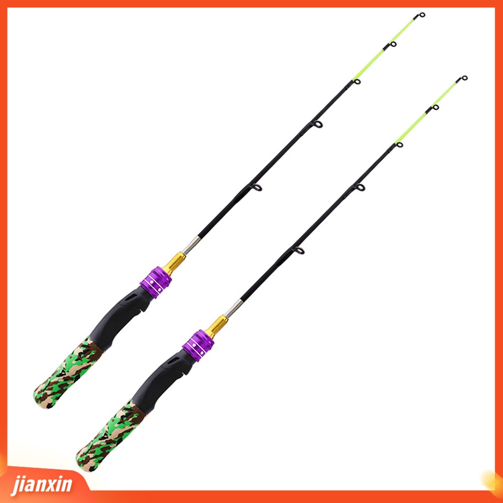 (In Stock) 61cm Kamuflase Gagang Lurus 2bagian Telescopic Ice Fishing Rod Tiang Ikan