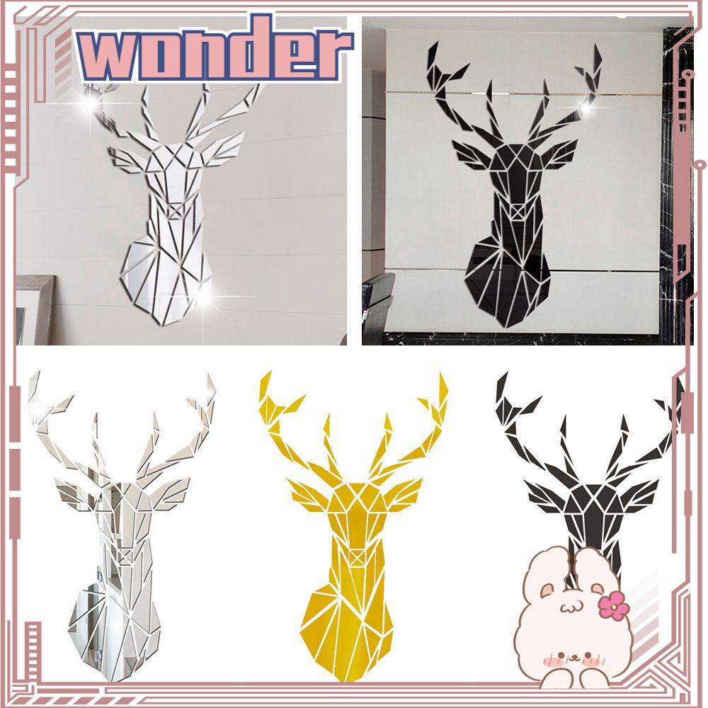 WONDER Stiker Kepala Rusa 3D Hadiah Perekat Diri Berbagai Ukuran Wall Art