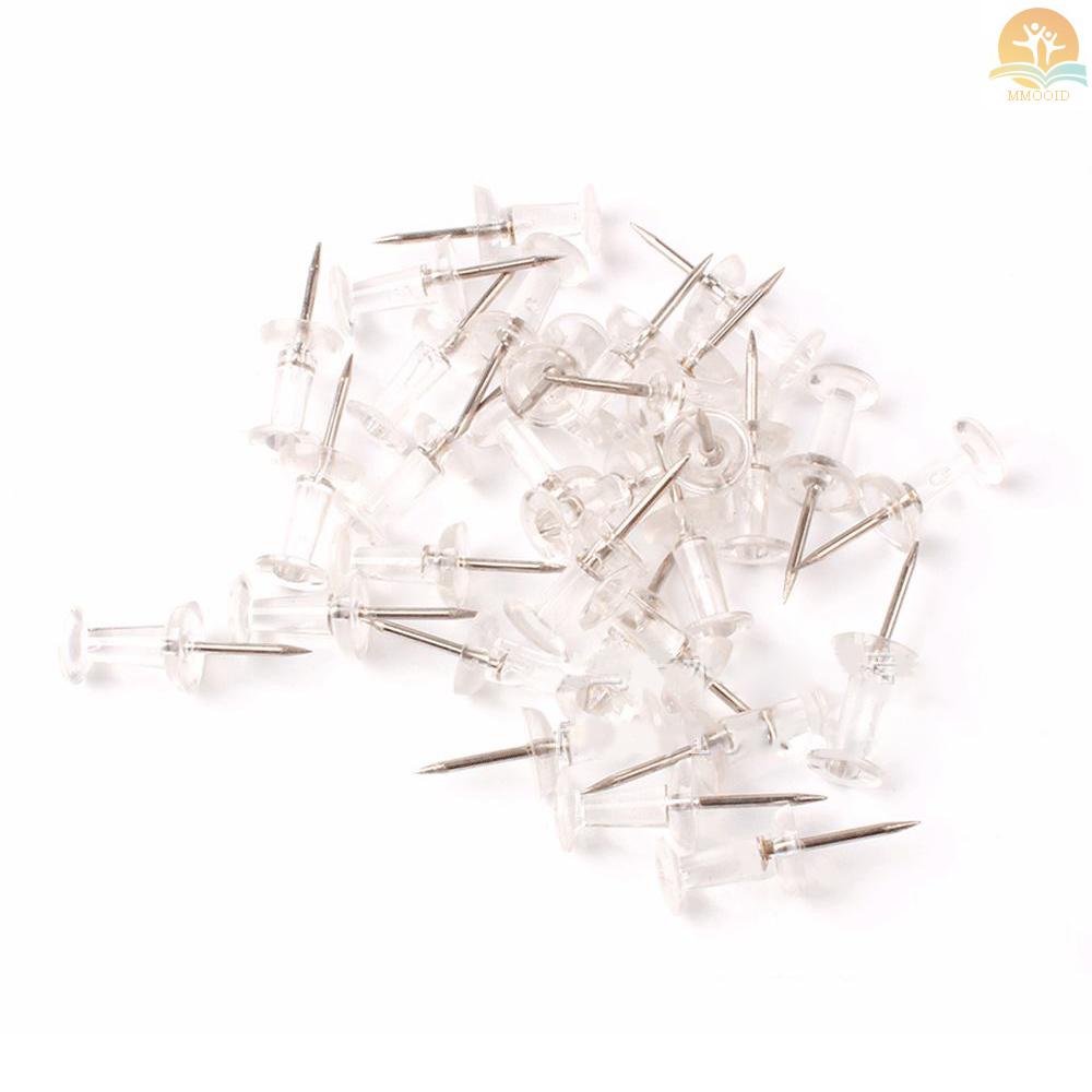 In Stock 50pcs Push Pin Kepala Plastik Transparan Dengan Titik Logam Thumb Tacks Marking Pin Wall Tacks Map Pin Untuk Papan Buletin Papan Gabus Perlengkapan Rumah Kantor Sekolah