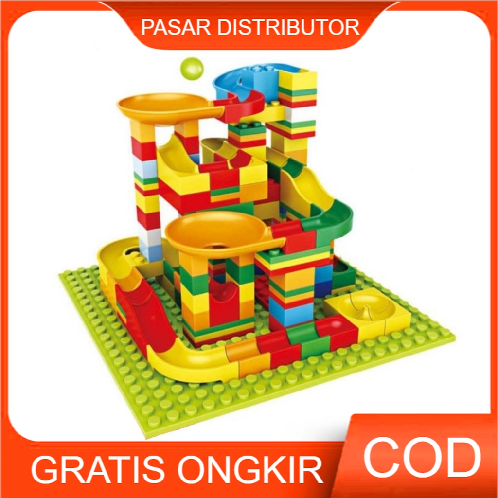 Mainan Balok Susun Brick Building Blocks Marble Race Run Maze Balls Track Slide Ball - Block Balok Susun