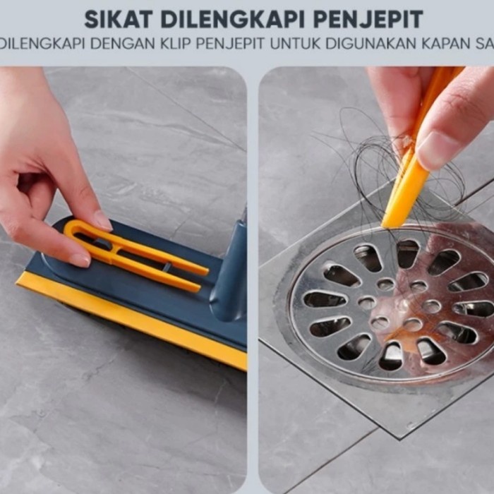 D88 Sikat Dorong Lantai/Toilet 3in1 Toilet Brush with Pinset &amp; Wiper