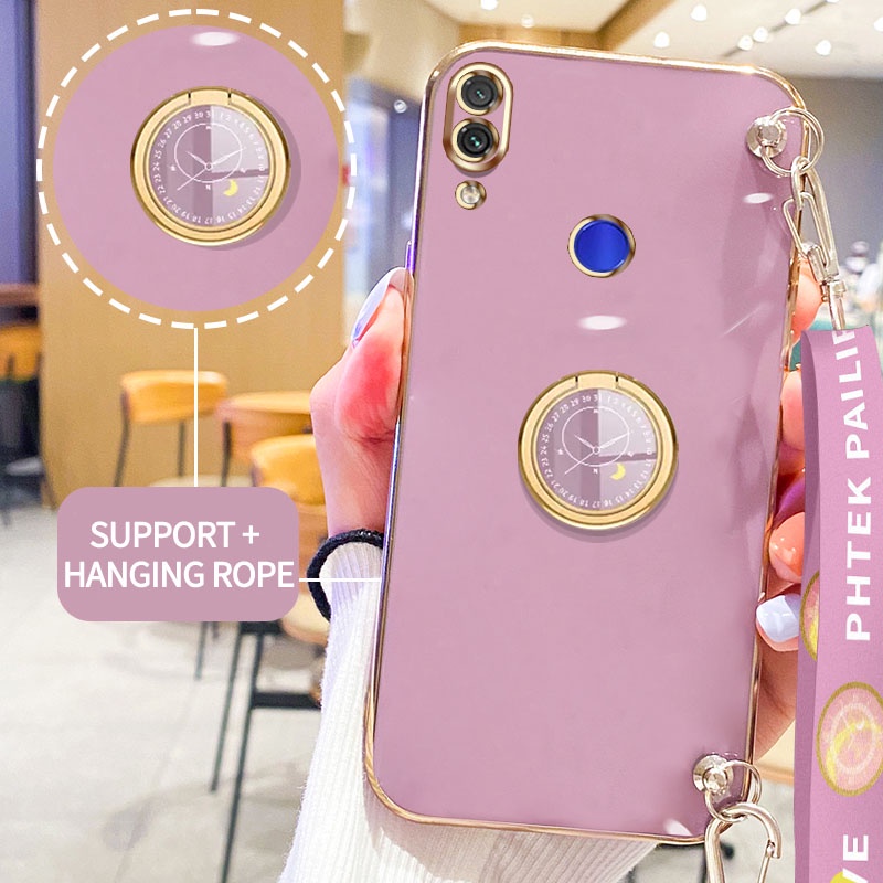 Gloden tree Phone Case Untuk Xiaomi Redmi Note8 Note 7pro Redmi 7casing Original Dengan Jam Standand Lanyard