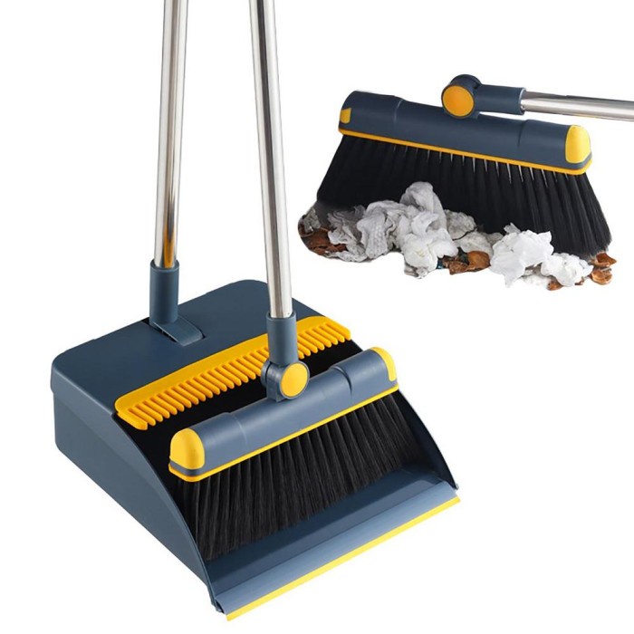 Set Sapu Pengki Sisir Sekop tekuk Lipat Broom Set Dustpan Stainless