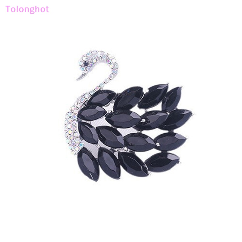 Tolonghot&gt; Elegan Dan Halus Zirkon Kristal Swan Bros Pin Untuk Wanita Cahaya Perjamuan Hewan Korsase Fashion Kreatif Perhiasan Hadiah well