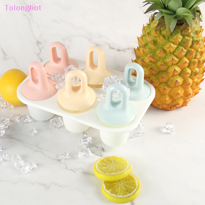 Tolonghot&gt; 1Pc 6lubang Cetakan Es Krim Ice Cube Tray Aksesoris Dapur Cetakan Es Loli Ice Cube Tray DIY Plastik Frozen Popsicle Box well