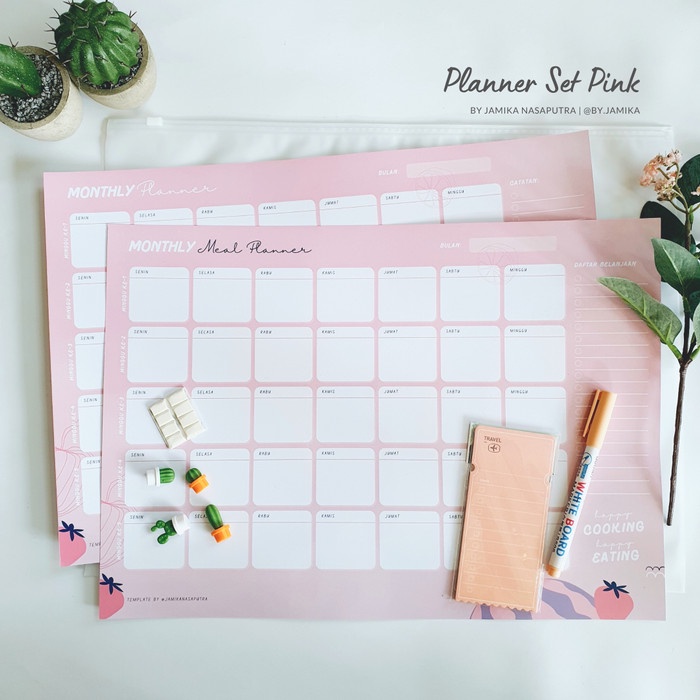 

✨BISA COD✨ -Monthly Planner / Meal Planner by jamikanasaputra - Pink