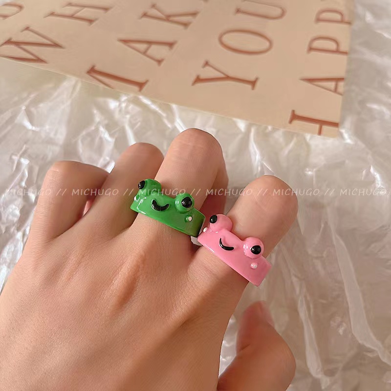 Cincin Katak Kesepian Lucu Sederhana Kartun Cincin Teman Pasangan Lucu Hadiah Siswa Perhiasan In Style