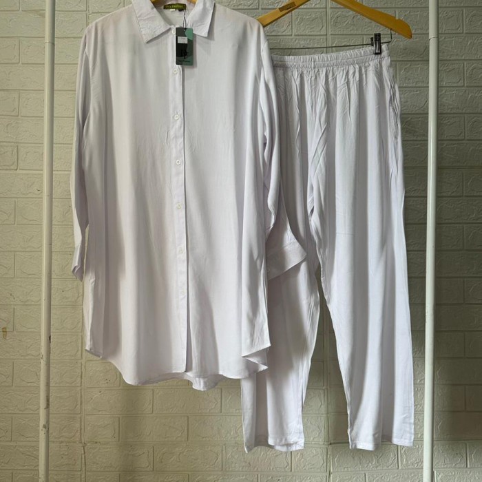 Promo Langka One set Tunik jumbo LD 120 - Putih, LD 120
