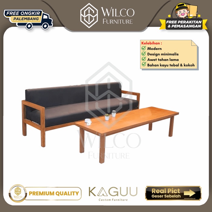 Sofa Jati Minimalis 3 Seater KAGUU / Sofa Jati Cafe Dudukan Palembang