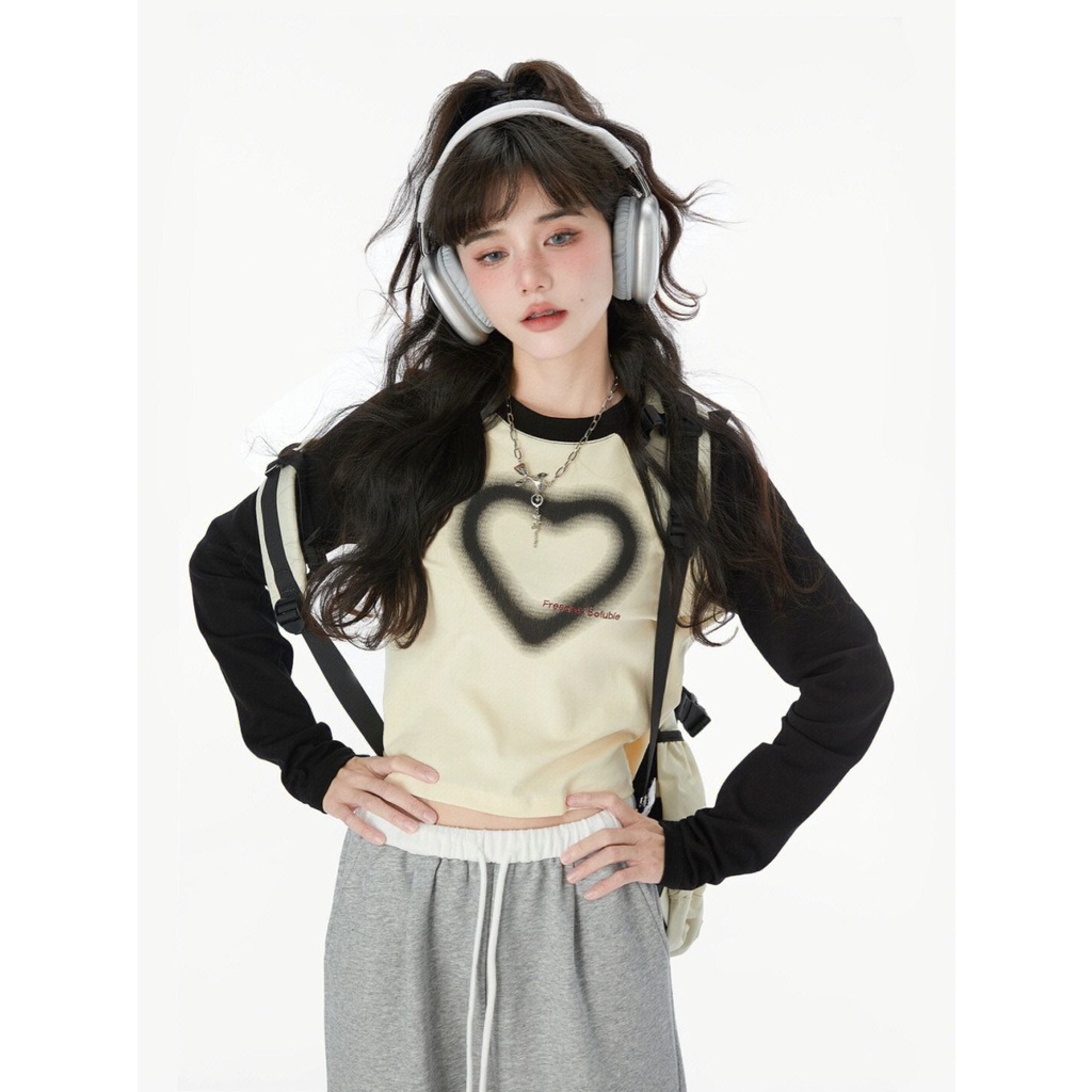 [ COD✅ ] Aroana baju crop top lengan panjang kaos lengan panjang wanita kekinian kaos wanita versi k