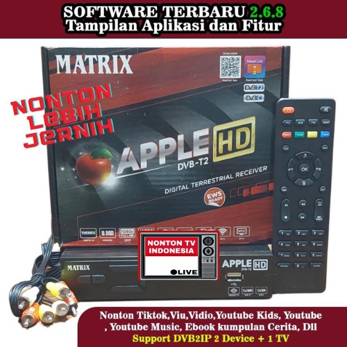 [TERLARIS] Set Top Box Tv Digital dvb T2 Matrix Apple New Merah Receiver @mumu.soo