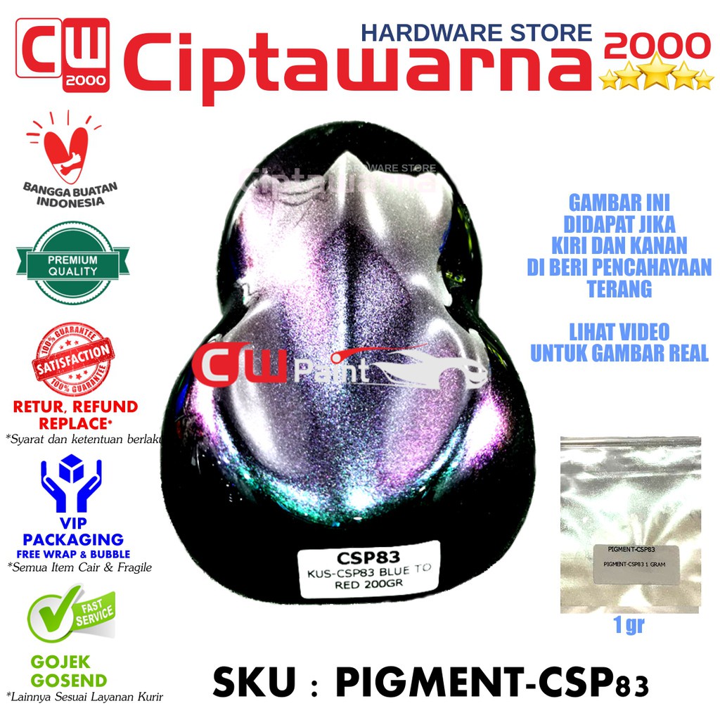 CWPAINT PIGMENT BUBUK 1GR CAT BUNGLON 2 - 3 WARNA - BLUE TO RED CSP83