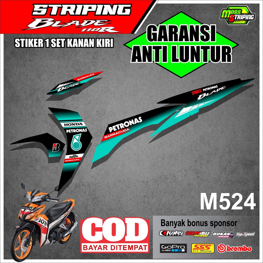 MASS Striping - Striping Sticker List Variasi Motor HONDA NEW BLADE 125 FI R petronas 2014 2015 2016