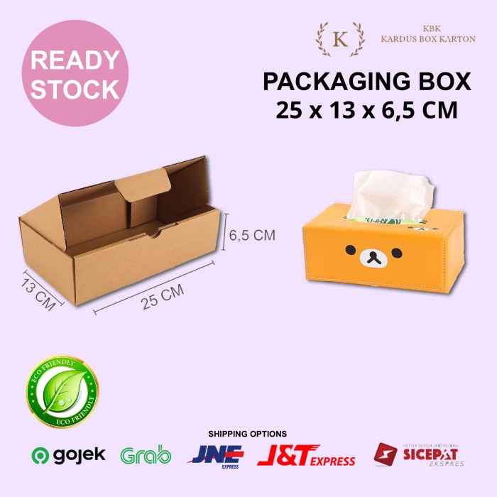 

Kardus Box Die Cut Polos Ukuran 25 x 13 x 6.5 Cm Single Wall Tebal 3mm