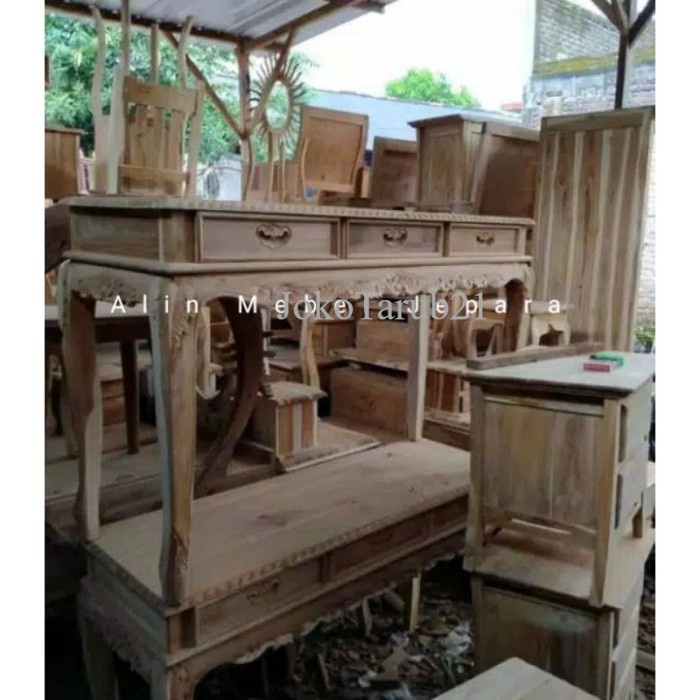 Meja Konsul Laci 3 Ukir Kayu Jati murah