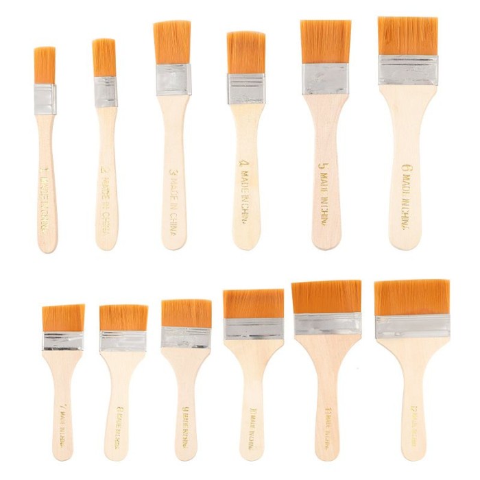 

12pcs/set Tebal Halus Kuas Lukis Besar Lebar Set Nylon Flat Art Brush - 12 pcs