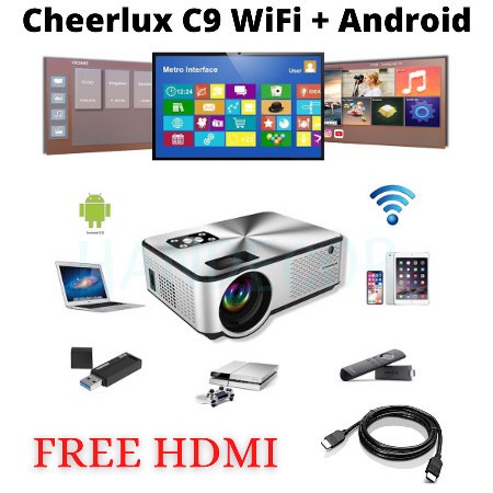 NEW  CHEERLUX C9 - LED Proyektor Android Cherlux C9 Wifi Tv Tunner
