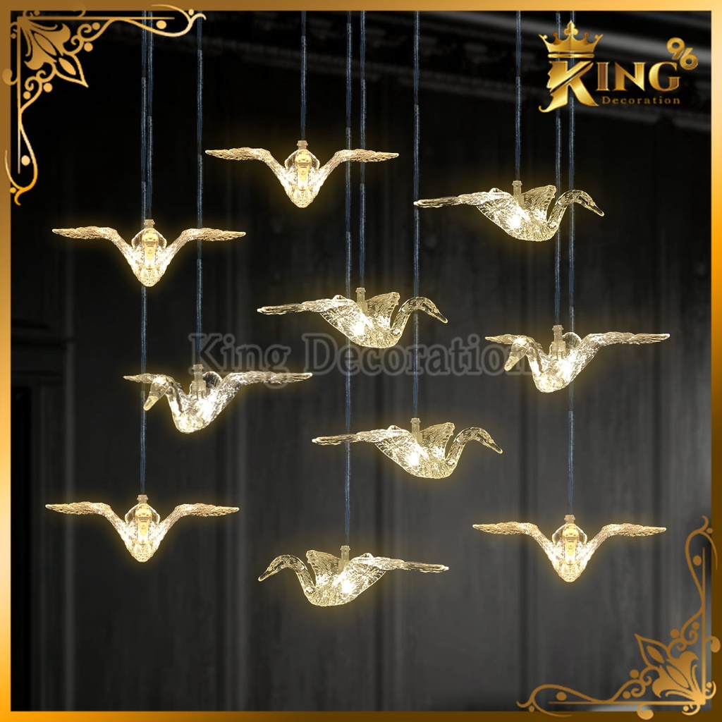 Lampu Angsa Akrilik 1 set / Acrylic isi 10 - Lampu gantung dekorasi pelaminan wedding - lampu dekora
