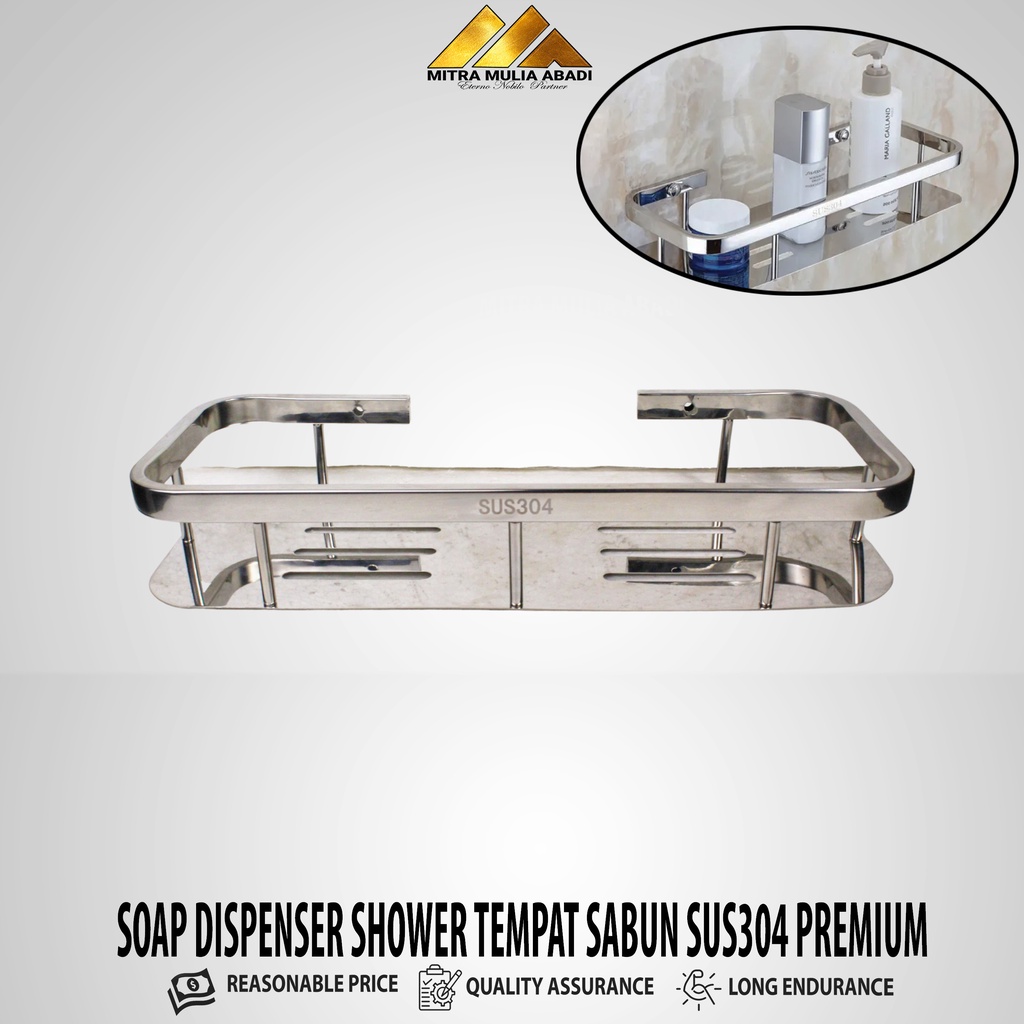 RAK KAMAR MANDI STAINLESS SUS 304 / RAK SOAP DISPENSER SHOWER TEMPAT SABUN SUS304 PREMIUM