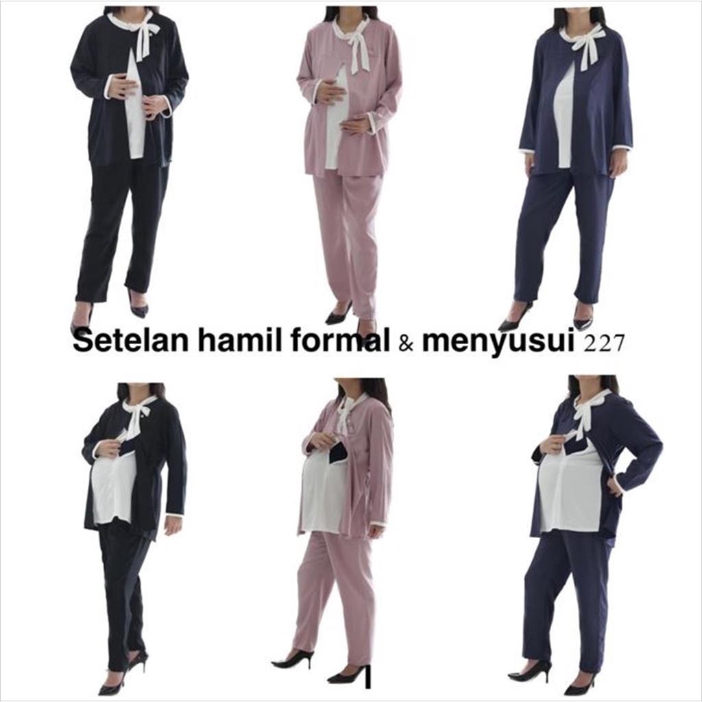 Baju hamil Setelan hamil menyusui lengan panjang formal murah cantik OH ST227 baju hamil kerja murah