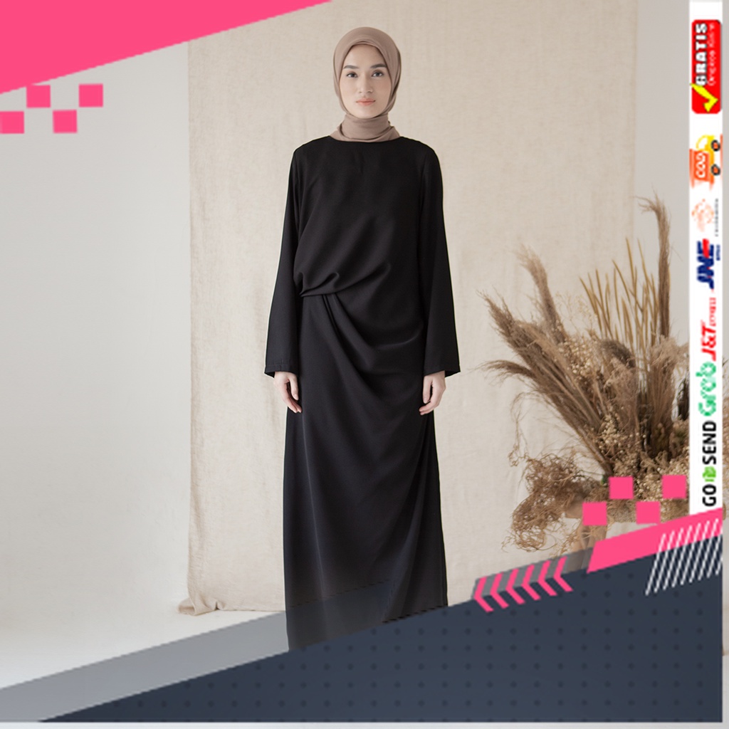 BAJU GAMIS MODEL BARU TERMURAH STYLE TRENDY /Sasmaya by Aska Label - Gamis drape details bisa untuk 