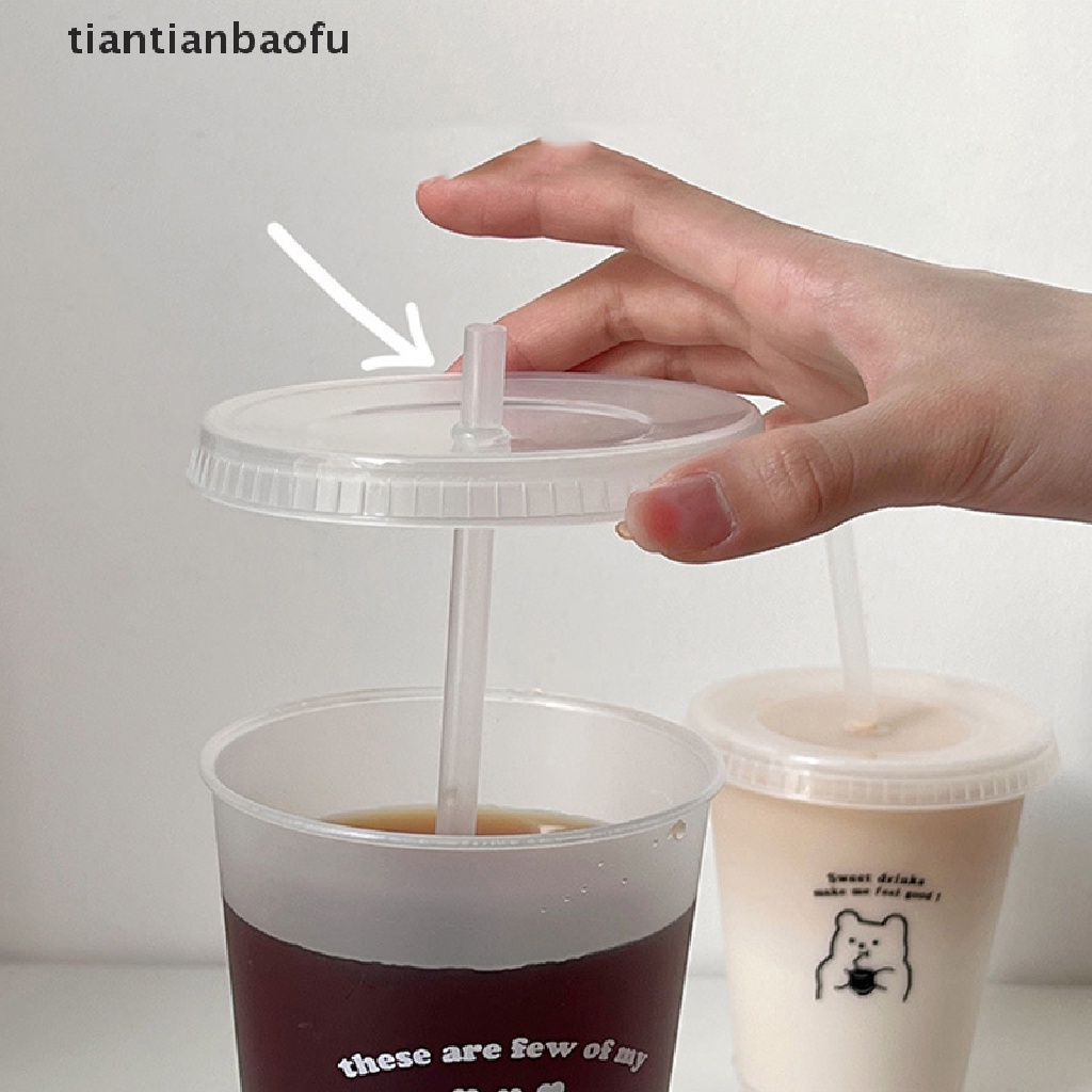 [tiantianbaofu] Botol Air Minum Jus Kopi Susu Teh Kawaii Gelas Dingin Plastik Dengan Tutup Sedotan Butik