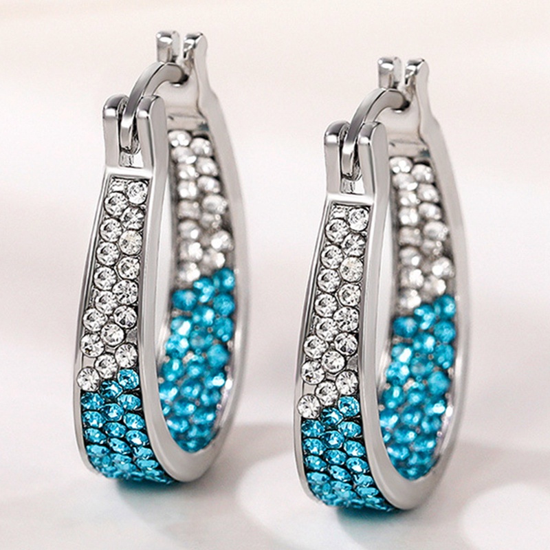 Warna-warni CZ Hoop Earrings Wanita Fashion Ear Hoop Aksesoris Mewah Pengantin Pernikahan Anting Pernyataan Perhiasan