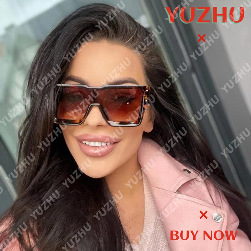 (YUZHU) Mode Baru Oversized Frame One-piece Lens Sunglasses Untuk Wanita INS Fashion Perak Olahraga Eyewear UV Protection Shades