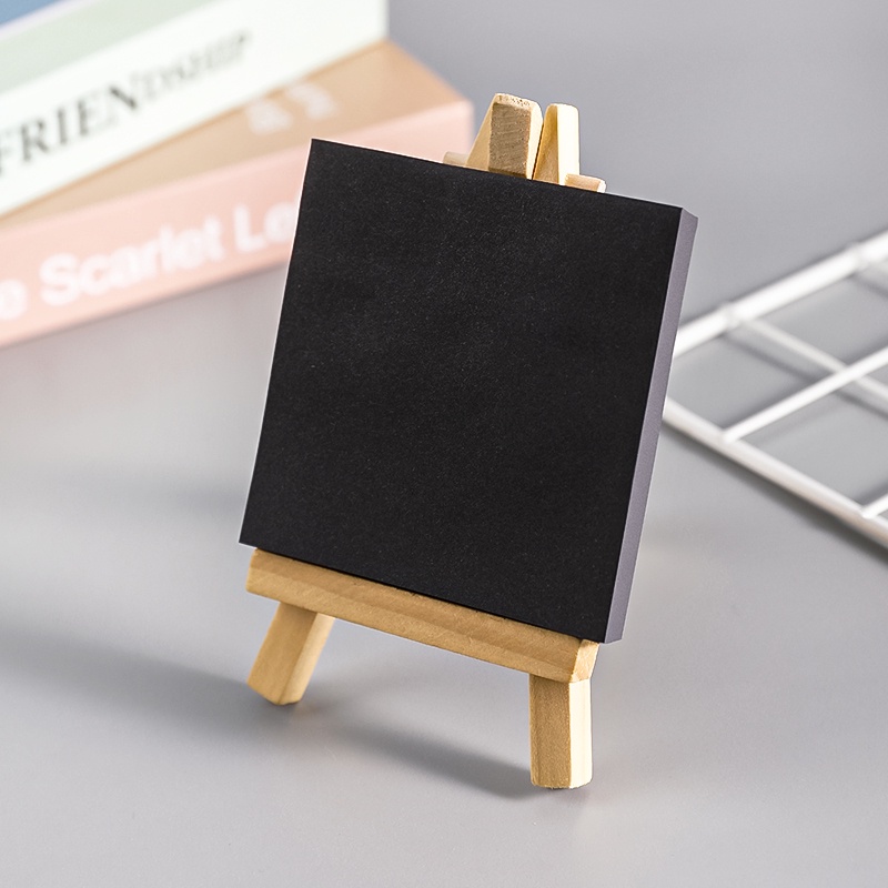 50lembar Simple Pure Black Series Sticky Notes Square Tearable Mini Note Pad