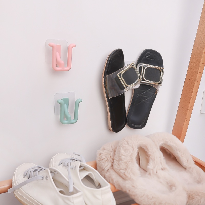 Kait Penyimpanan Sandal PP Perekat Diri Dinding Portable/Rak Gantung Sepatu Hemat Ruang Rumah/Alas Kaki Serbaguna Organize Hooks