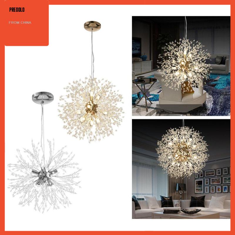 [Predolo] Lampu Gantung LED Light Stainless Steel Crystal Pendant Lighting Plafon