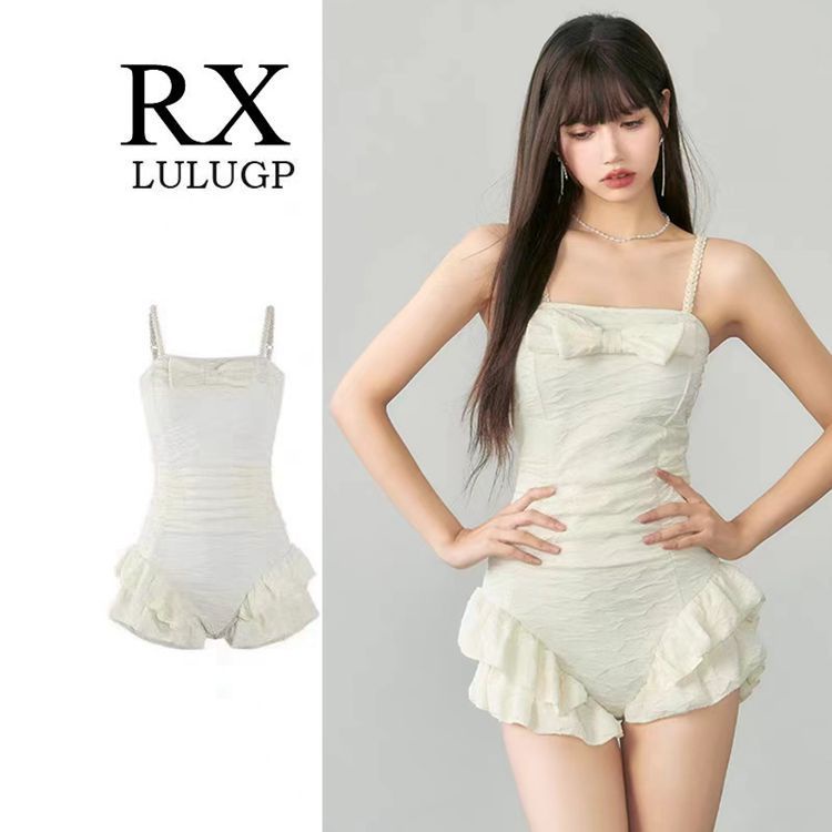 Women one piece swimsuit sleeveless modest white swimwear