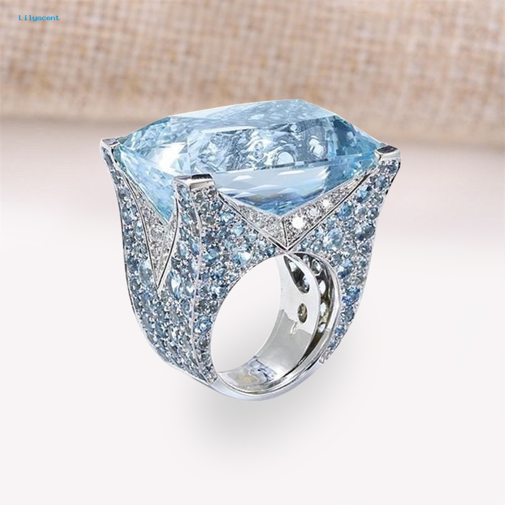 Lilyscent Sparkling Wanita Cubic Zirconia Cincin Pengantin Pernikahan Pertunangan Pesta Perhiasan Hadiah