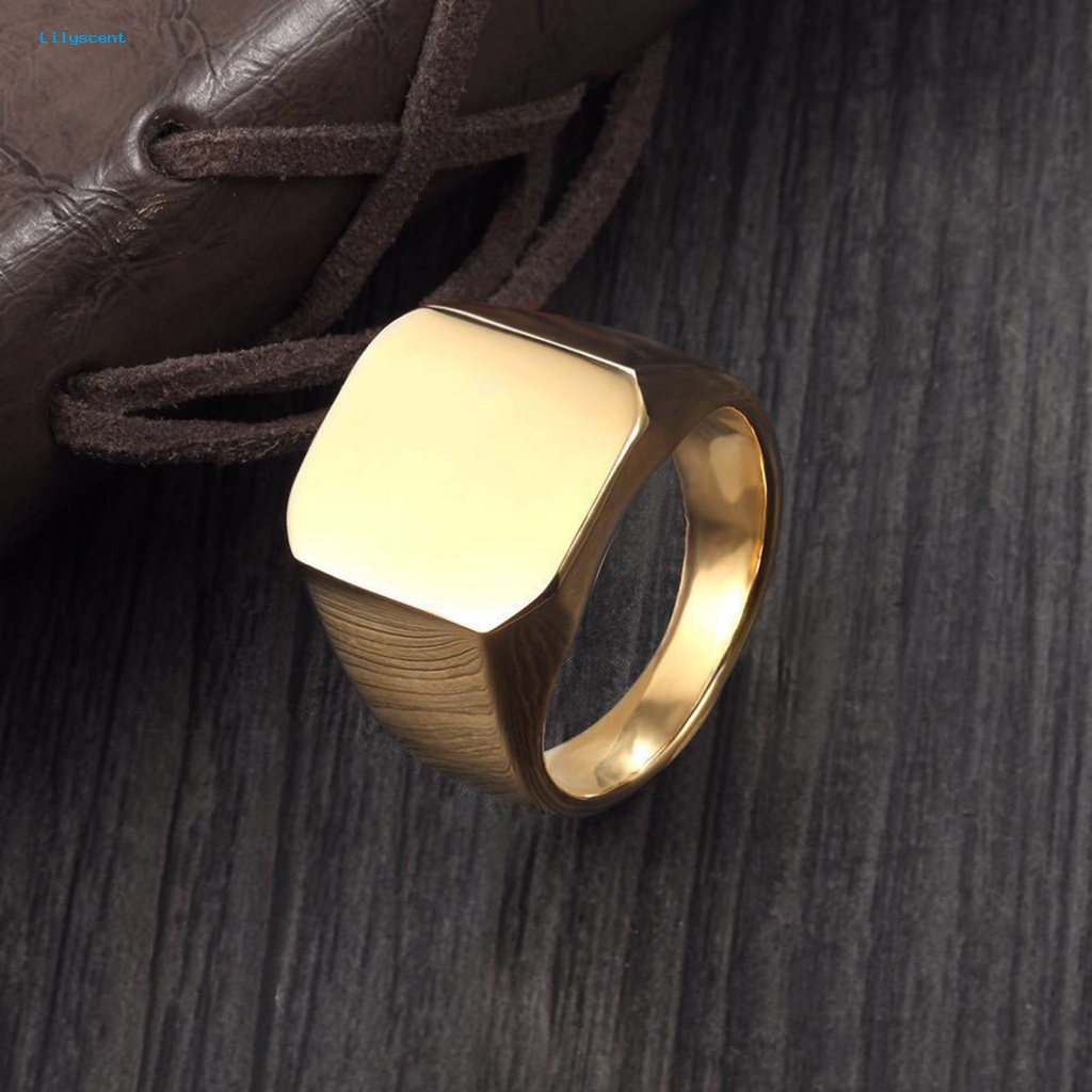 Lilyscent Cincin Pasangan Bebas Alergi Untuk Pakaian Sehari-Hari Pria Wanita Punk Vintage Square Ring Wedding Band Geometric