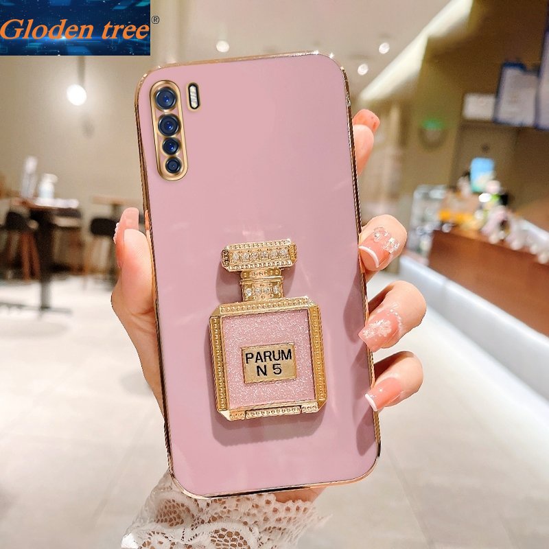 Gloden tree Casing Case Untuk OPPO Reno 2F Reno 2Z 2 OPPO Reno3 4G Reno 3 Pro 5G 4G Case Dengan Botol Parfum Lipat Kickstand Cakupan Penuh Camera Case