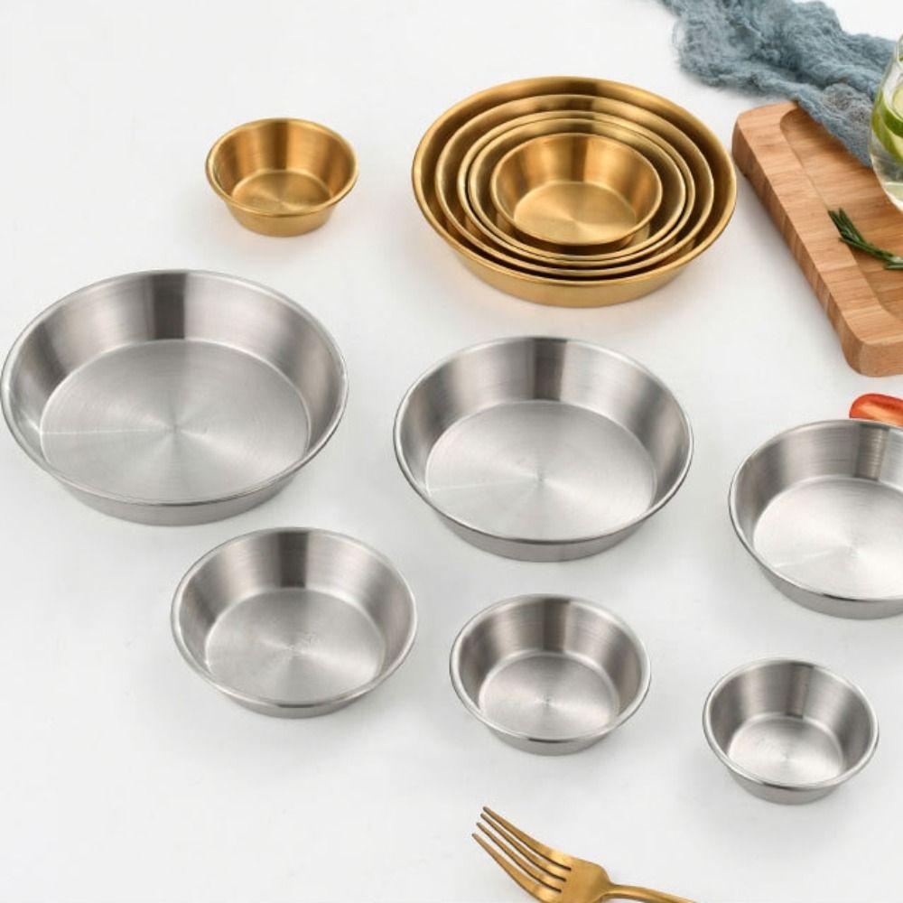 [Elegan] Sauce Cup Stainless Steel Barbecue Celup Restoran Sushi Vinegar Dishes Piring Piring Appetizer Disc