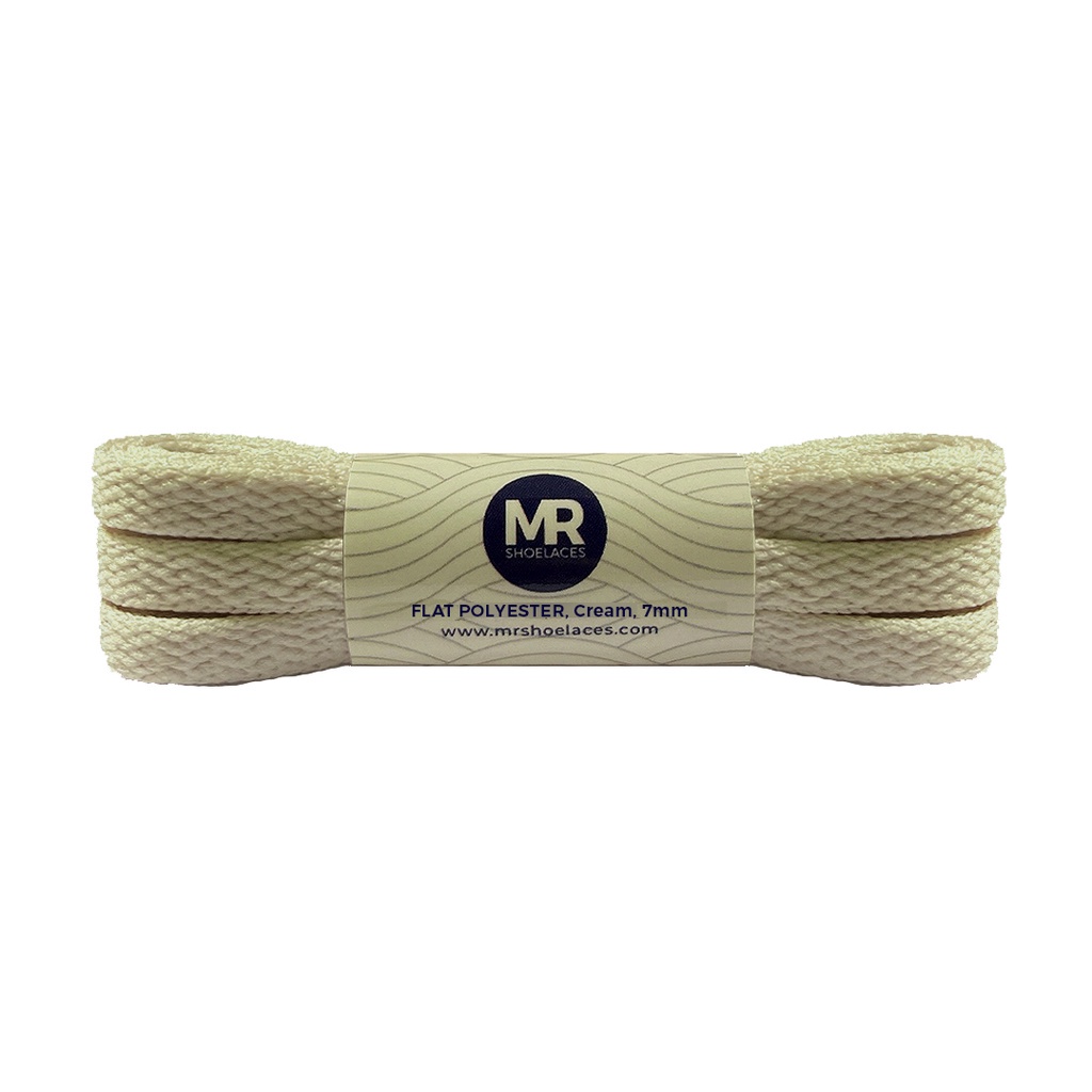 Original MR Shoelaces FP69 Cream (Krim) Tali Sepatu Polyester Pipih Flat 7mm 80cm 90cm 100cm 120cm 130cm 150cm 180cm 200cm untuk Sneakers - Premium Shoelace Terbaik