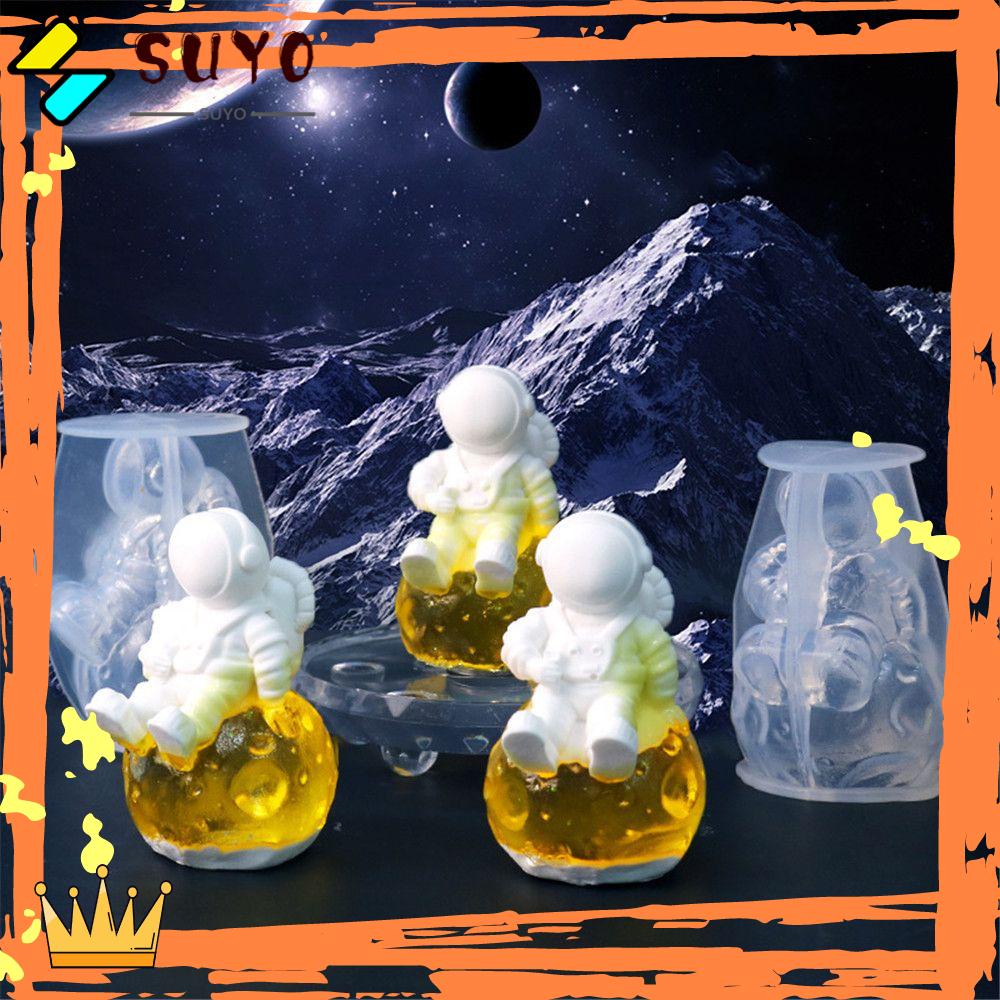 Suyo Cetakan Bulan Astronot DIY Display Stand Kerajinan Tangan Desktop Ornamen