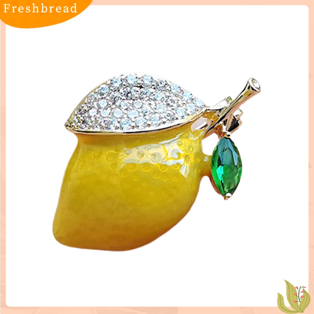 &lt; Freshbread &gt; Bros Pin Lemon Rhinestones Kuning Terang Kilau Menetes Minyak Bros Pakaian Dekor