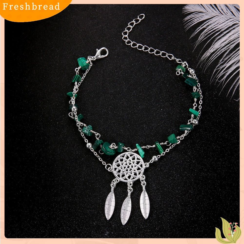 &lt; Freshbread &gt; Wanita Multilayer Dream Catcher Faux Turquoise Beaded Foot Chain Anklet Bracelet