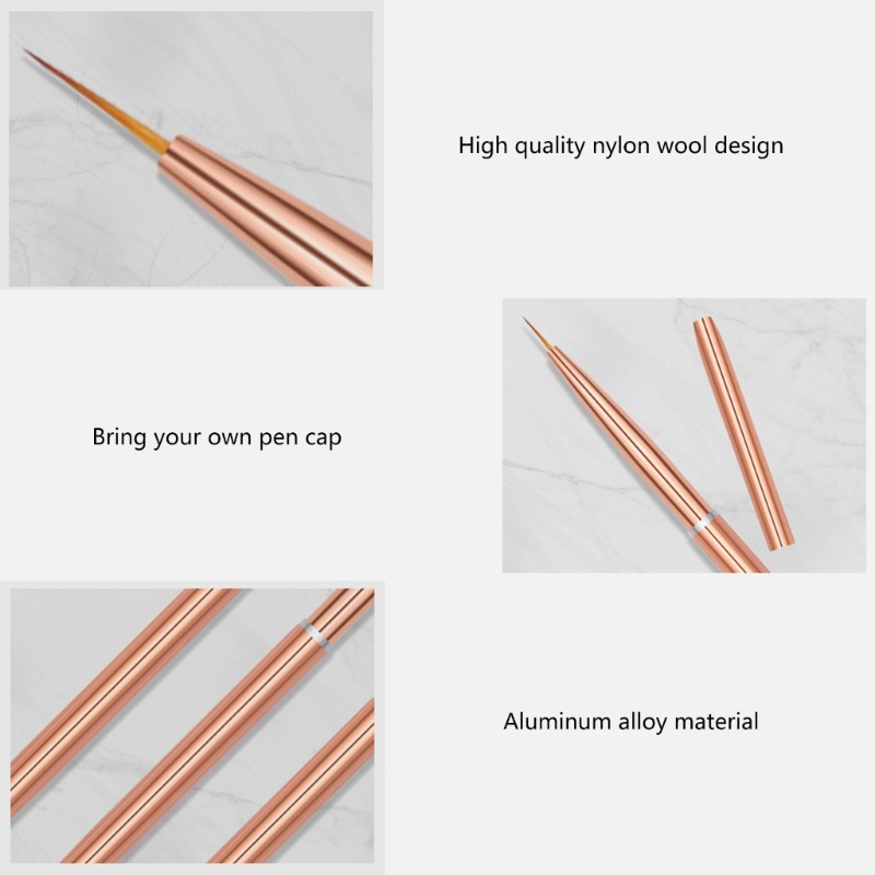 Siy 3PCS Nail Art Liner Brushes Nails Gel Polish Lukisan Nail Art Design Brush Pen Set Kuku Dotting Lukisan Gambar Pe