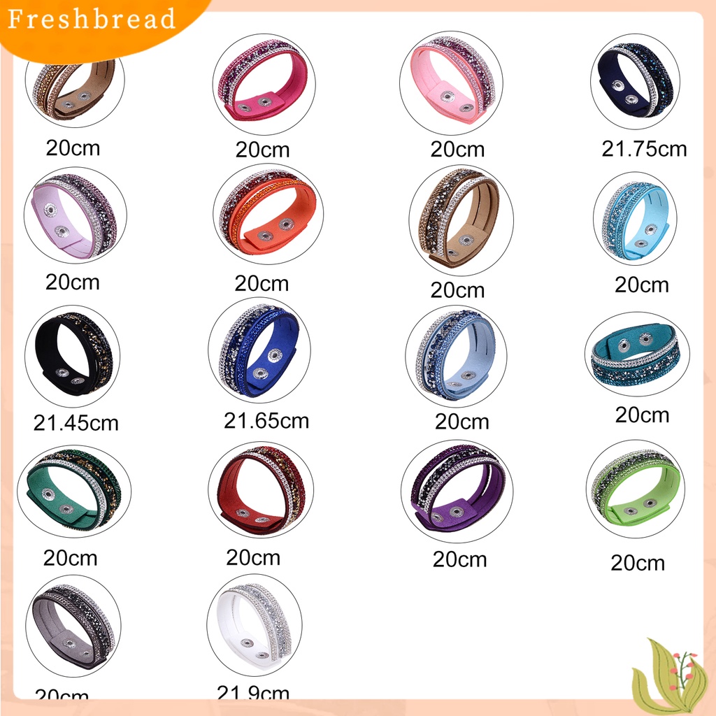 &lt; Freshbread &gt; Wanita Fashion Gelang Tangan Kulit Imitasi Kristal Berlian Imitasi Untuk Hadiah Perjamuan Pacaran